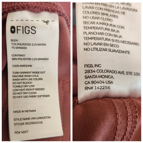 Figs Livingston High Waist Straight LegDrawstring Scrub Pants Rose Pink Sz XXL - Picture 5 of 15